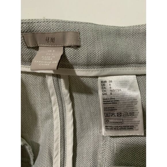 H&M Dress Work Pants Women's Light Gray Sz 6 Mid Rise Ankle Leg Stretch Flannel - Picture 5 of 8